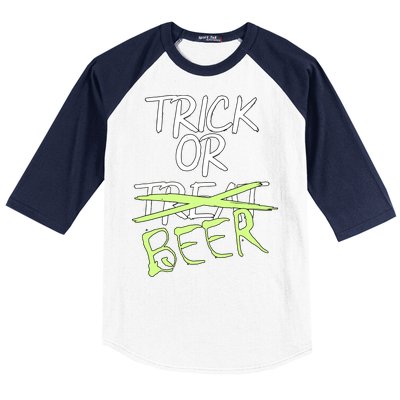 Trick or Beer Funny Halloween Party Baseball Sleeve Shirt