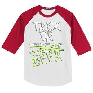 Trick or Beer Funny Halloween Party Kids Colorblock Raglan Jersey