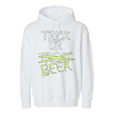 Trick or Beer Funny Halloween Party Garment-Dyed Fleece Hoodie