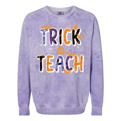 Trick Or Teach Funny Cute Halloween Colorblast Crewneck Sweatshirt