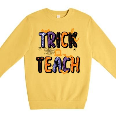 Trick Or Teach Funny Cute Halloween Premium Crewneck Sweatshirt