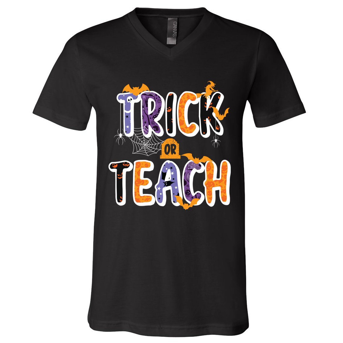 Trick Or Teach Funny Cute Halloween V-Neck T-Shirt