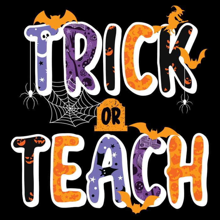 Trick Or Teach Funny Cute Halloween Cropped Pullover Crew