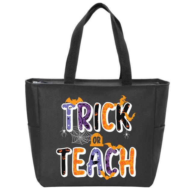Trick Or Teach Funny Cute Halloween Zip Tote Bag