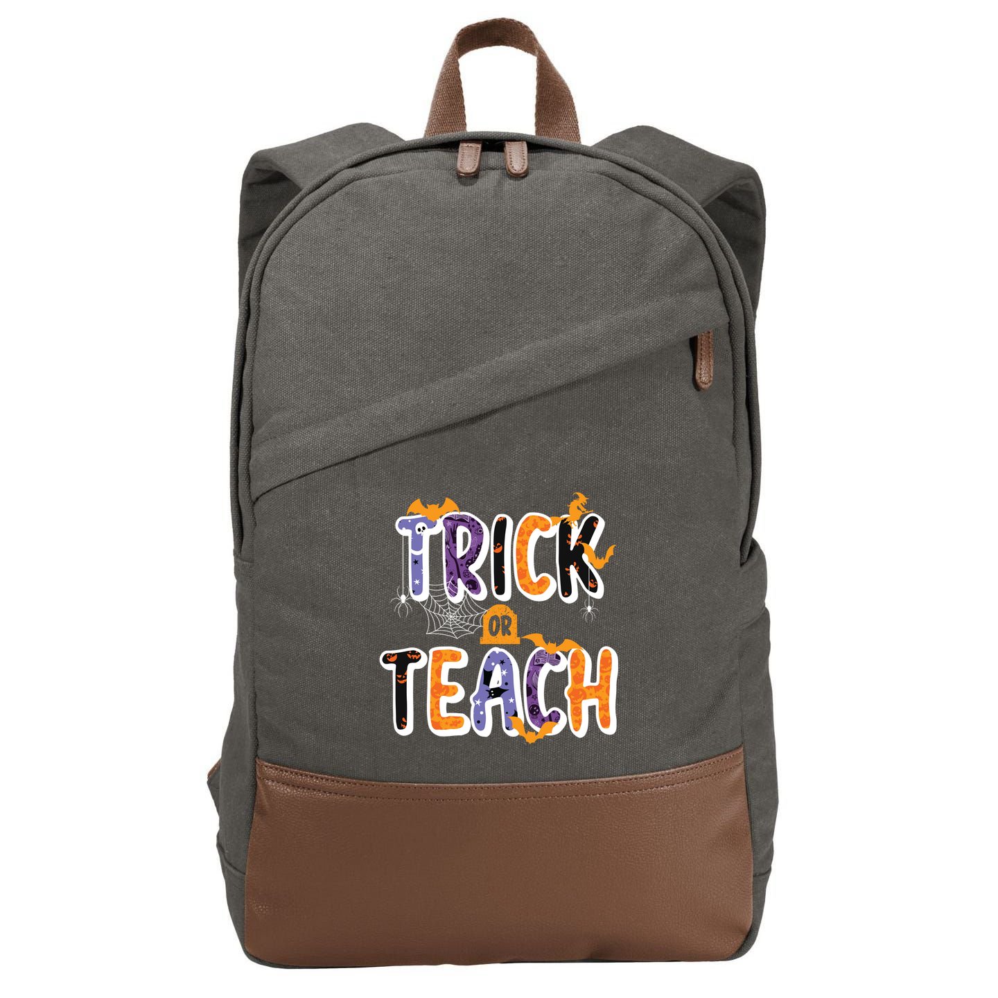Trick Or Teach Funny Cute Halloween Cotton Canvas Backpack