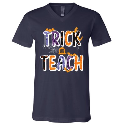 Trick Or Teach Funny Cute Halloween V-Neck T-Shirt