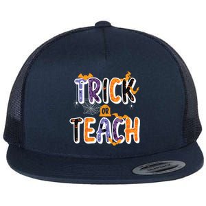 Trick Or Teach Funny Cute Halloween Flat Bill Trucker Hat