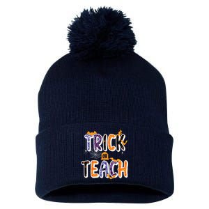 Trick Or Teach Funny Cute Halloween Pom Pom 12in Knit Beanie