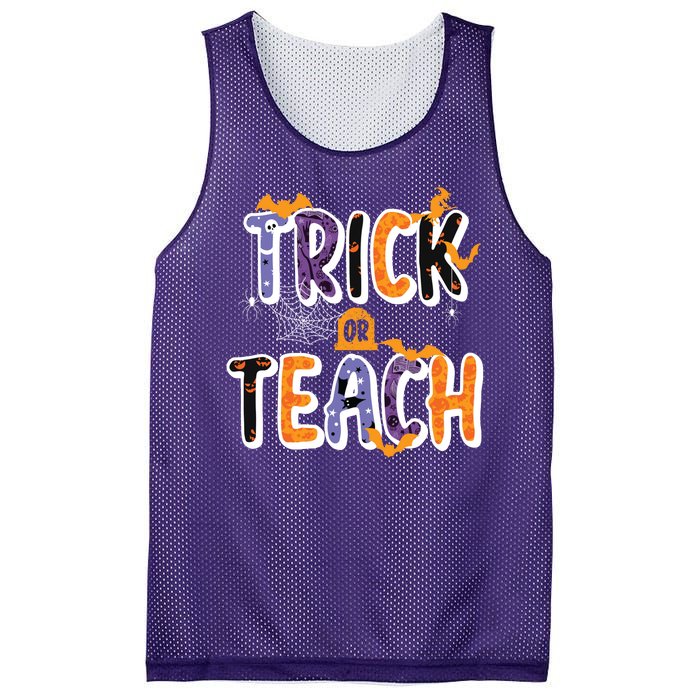 Trick Or Teach Funny Cute Halloween Mesh Reversible Basketball Jersey Tank