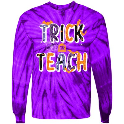 Trick Or Teach Funny Cute Halloween Tie-Dye Long Sleeve Shirt