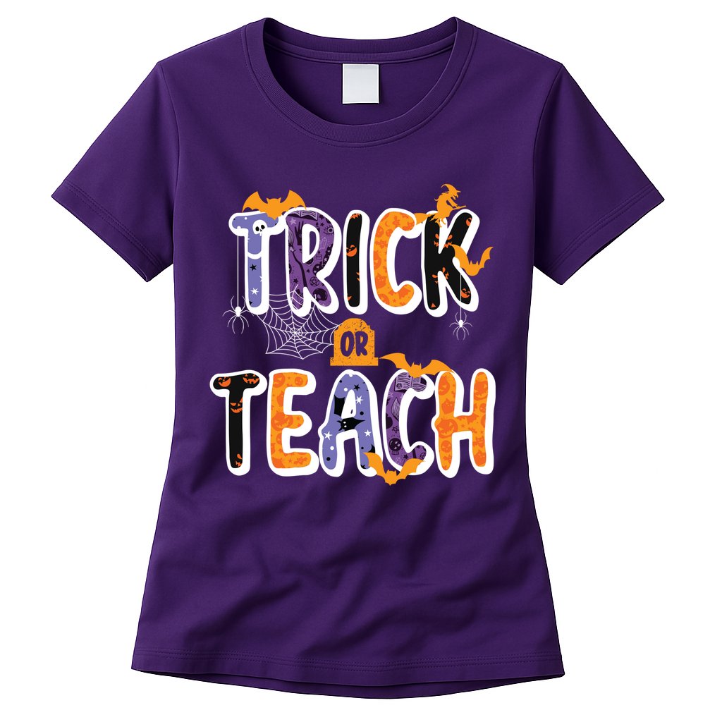 Trick Or Teach Funny Cute Halloween Womens T-Shirt