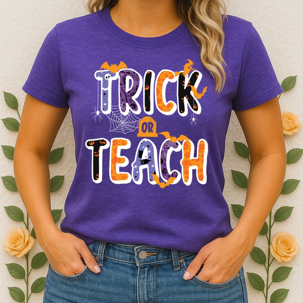 Trick Or Teach Funny Cute Halloween Womens T-Shirt