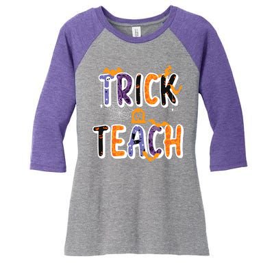 Trick Or Teach Funny Cute Halloween Women's Tri-Blend 3/4-Sleeve Raglan Shirt