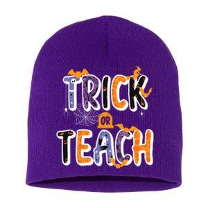 Trick Or Teach Funny Cute Halloween Short Acrylic Beanie