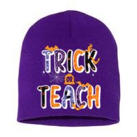 Trick Or Teach Funny Cute Halloween Short Acrylic Beanie