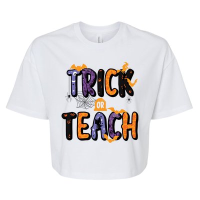 Trick Or Teach Funny Cute Halloween Bella+Canvas Jersey Crop Tee