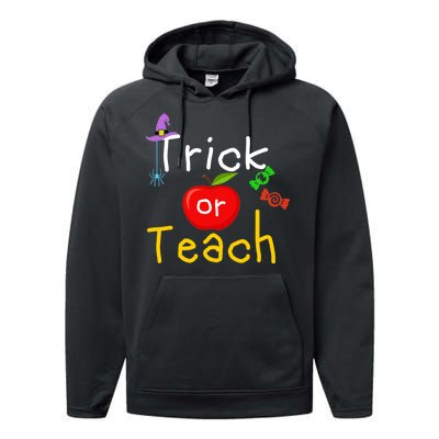 Trick Or Teach Halloween Teacher Performance Fleece Hoodie