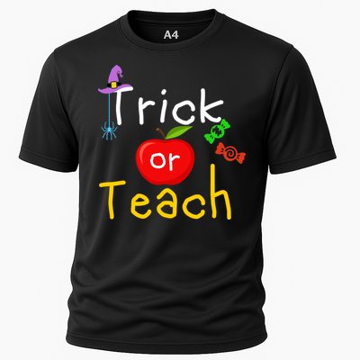 Trick Or Teach Halloween Teacher Cooling Performance Crew T-Shirt