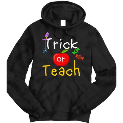 Trick Or Teach Halloween Teacher Tie Dye Hoodie