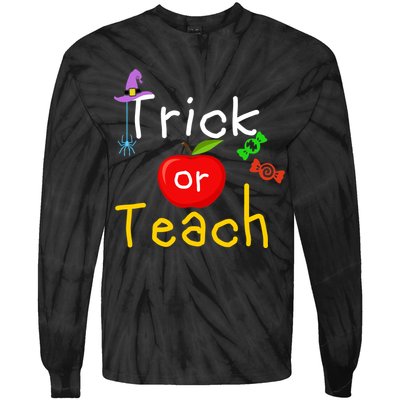 Trick Or Teach Halloween Teacher Tie-Dye Long Sleeve Shirt