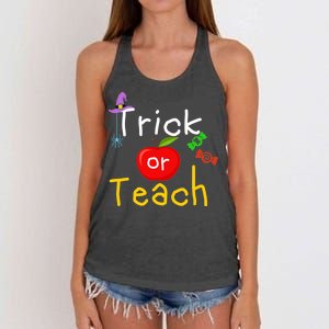 Trick Or Teach Halloween Teacher Women's Knotted Racerback Tank