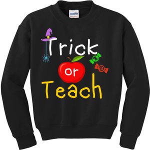 Trick Or Teach Halloween Teacher Kids Sweatshirt