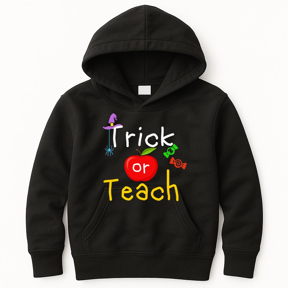 Trick Or Teach Halloween Teacher Kids Hoodie