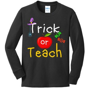 Trick Or Teach Halloween Teacher Kids Long Sleeve Shirt