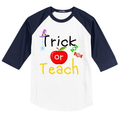 Trick Or Teach Halloween Teacher Baseball Sleeve Shirt