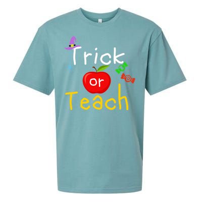 Trick Or Teach Halloween Teacher Sueded Cloud Jersey T-Shirt