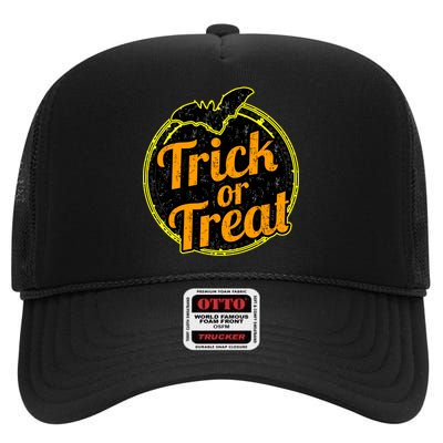 Trick or Treat Bat Logo High Crown Mesh Back Trucker Hat