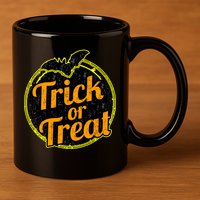 Trick or Treat Bat Logo 11oz C Handle Ceramic Mug