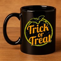 Trick or Treat Bat Logo 11oz C Handle Ceramic Mug