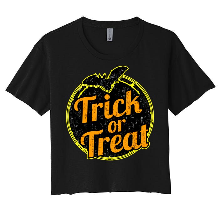 Trick or Treat Bat Logo Women's Crop Top Tee