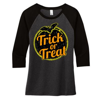 Trick or Treat Bat Logo Women's Tri-Blend 3/4-Sleeve Raglan Shirt