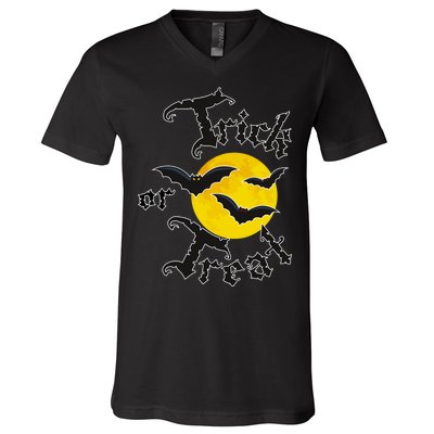 Trick Or Treat Bats Halloween V-Neck T-Shirt