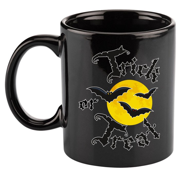 Trick Or Treat Bats Halloween 11oz C Handle Ceramic Mug