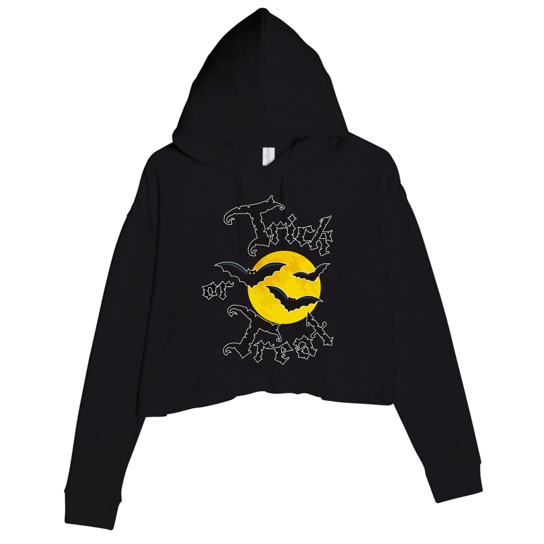Trick Or Treat Bats Halloween Crop Fleece Hoodie