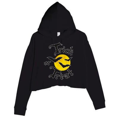 Trick Or Treat Bats Halloween Crop Fleece Hoodie