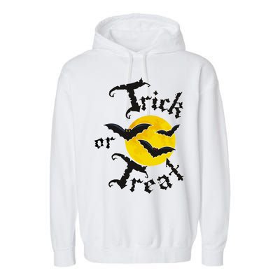 Trick Or Treat Bats Halloween Garment-Dyed Fleece Hoodie