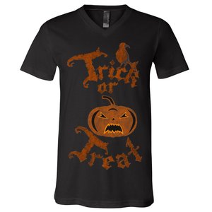 Trick Or Treat Pumpkin Halloween V-Neck T-Shirt