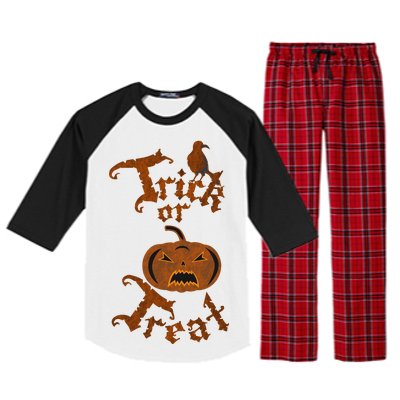 Trick Or Treat Pumpkin Halloween Raglan Sleeve Pajama Set