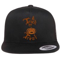 Trick Or Treat Pumpkin Halloween Flat Bill Trucker Hat