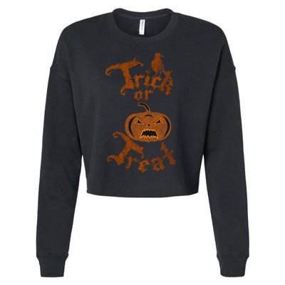 Trick Or Treat Pumpkin Halloween Cropped Pullover Crew