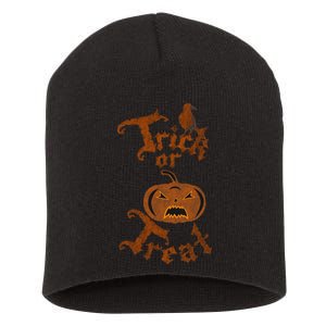 Trick Or Treat Pumpkin Halloween Short Acrylic Beanie