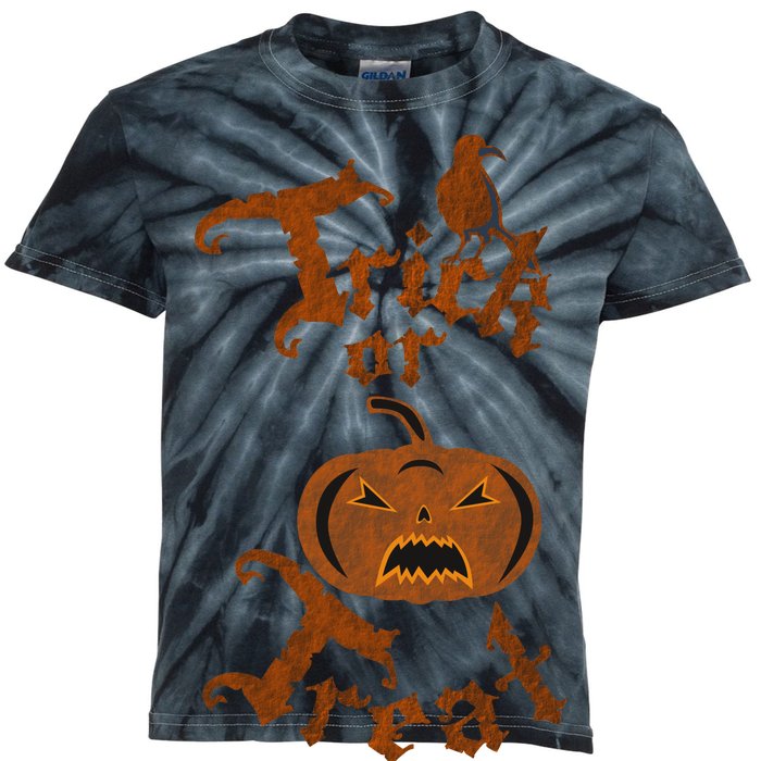 Trick Or Treat Pumpkin Halloween Kids Tie-Dye T-Shirt