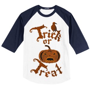 Trick Or Treat Pumpkin Halloween Baseball Sleeve Shirt