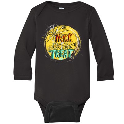 Trick or Treat Spider Web Baby Long Sleeve Bodysuit