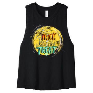 Trick or Treat Spider Web Women's Racerback Cropped Tank