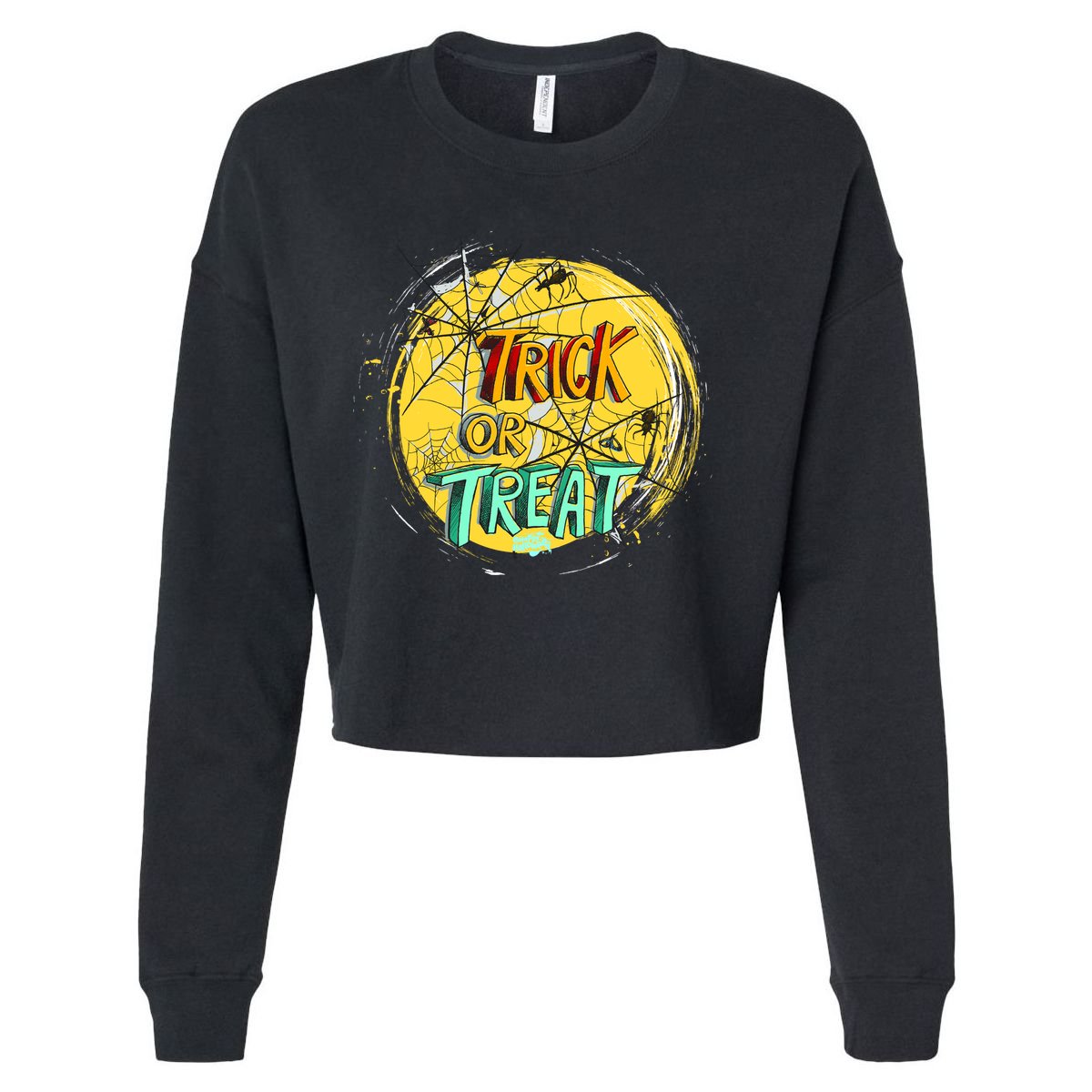 Trick or Treat Spider Web Cropped Pullover Crew